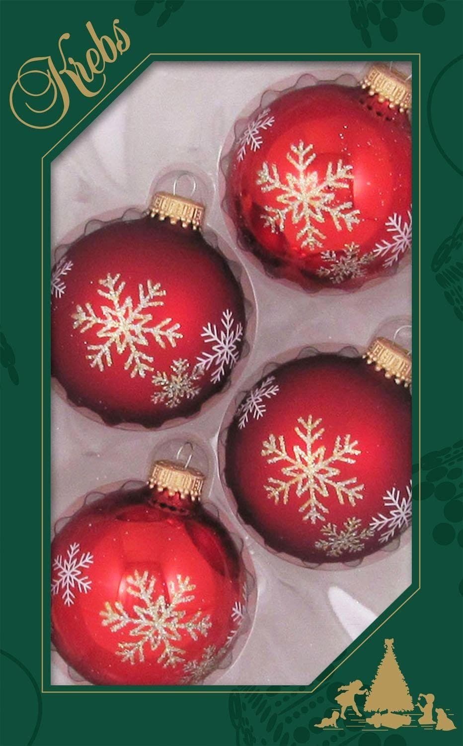 Krebs Glas Lauscha Weihnachtsbaumkugel Schneestern | Rot