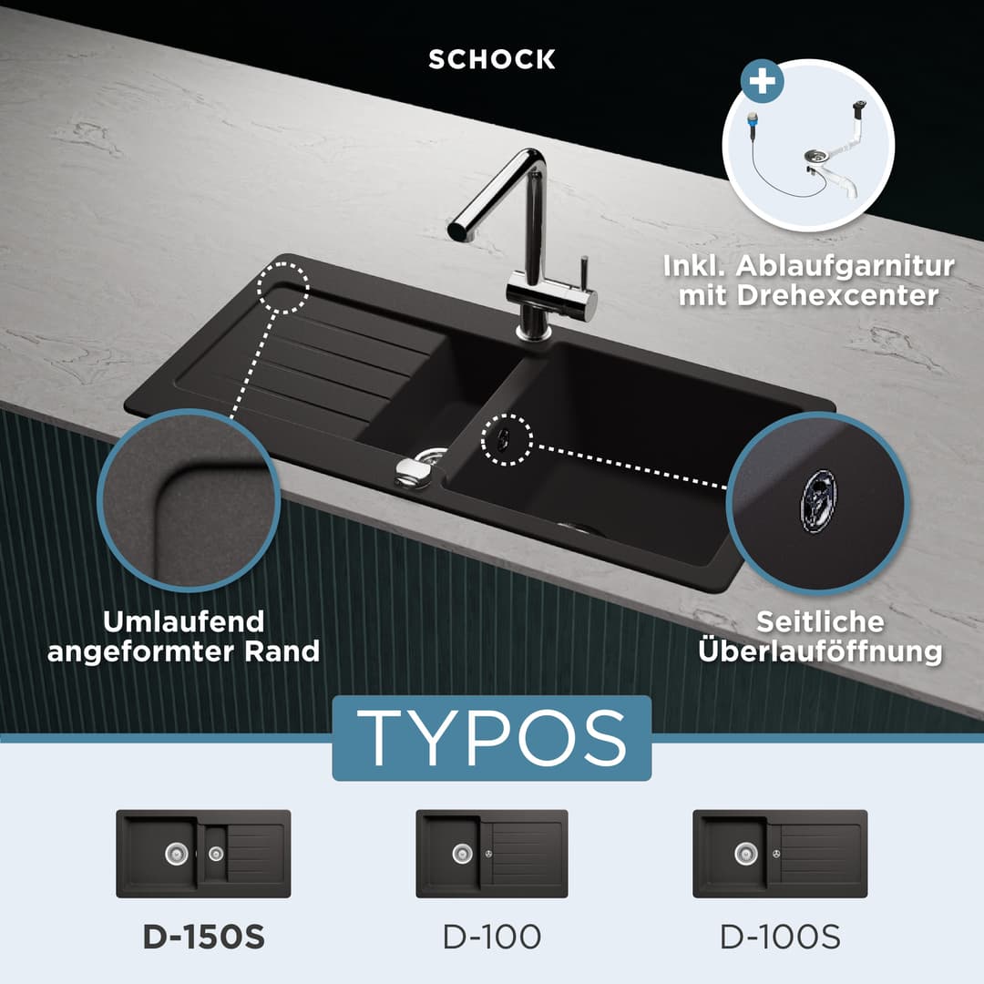 Schock Granitspüle Typos DS | Schwarz