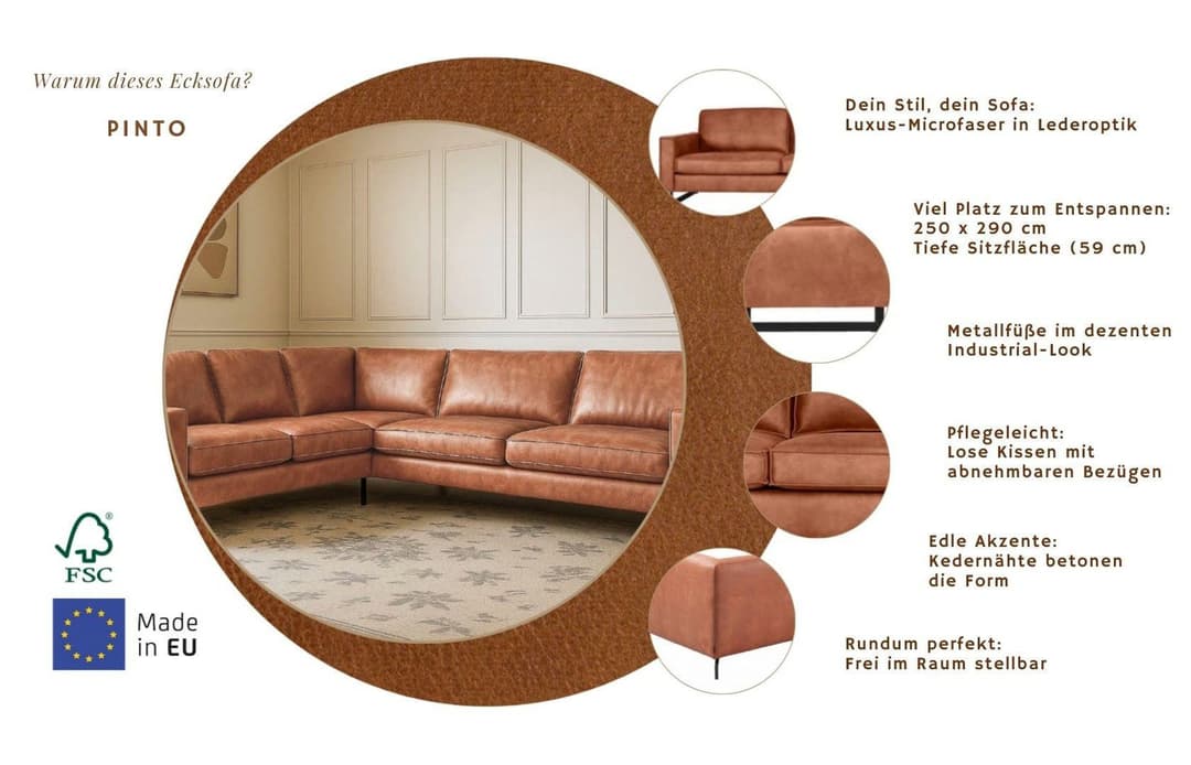 Home affaire Ecksofa Pinto | Braun