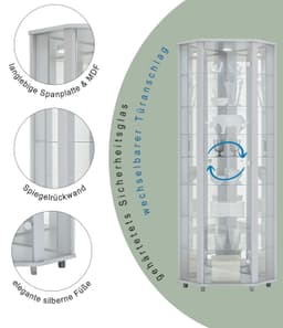 fif möbel Eckvitrine TRIO | Weiß