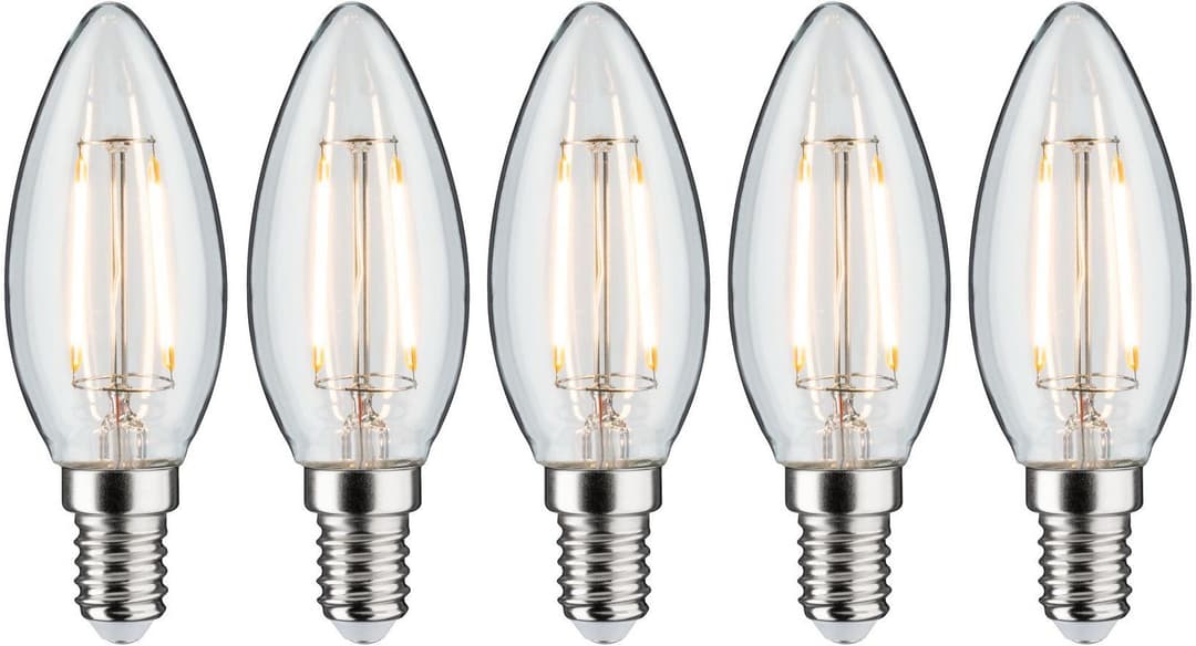 Paulmann LED-Filament 5er Pack 2,6W Kerze E14 klar 2700K | Transparent