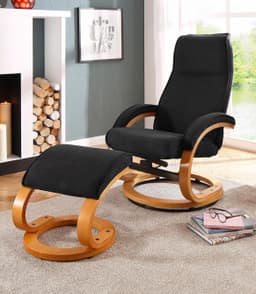 Home affaire Relaxsessel mit Hocker PARIS | Schwarz