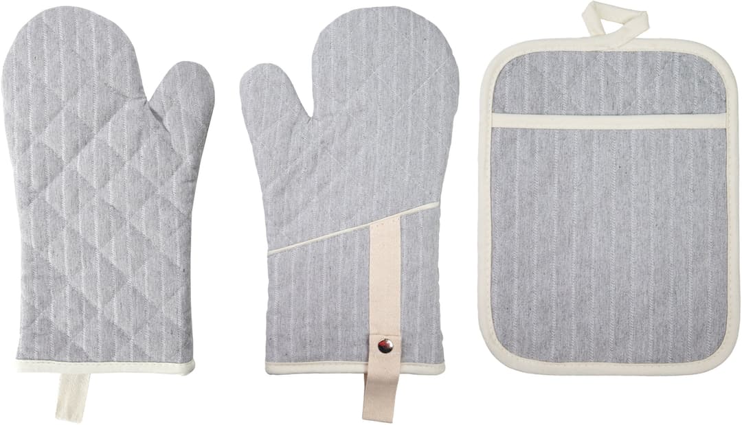 stuco Topfhandschuhe gestreift | Grau