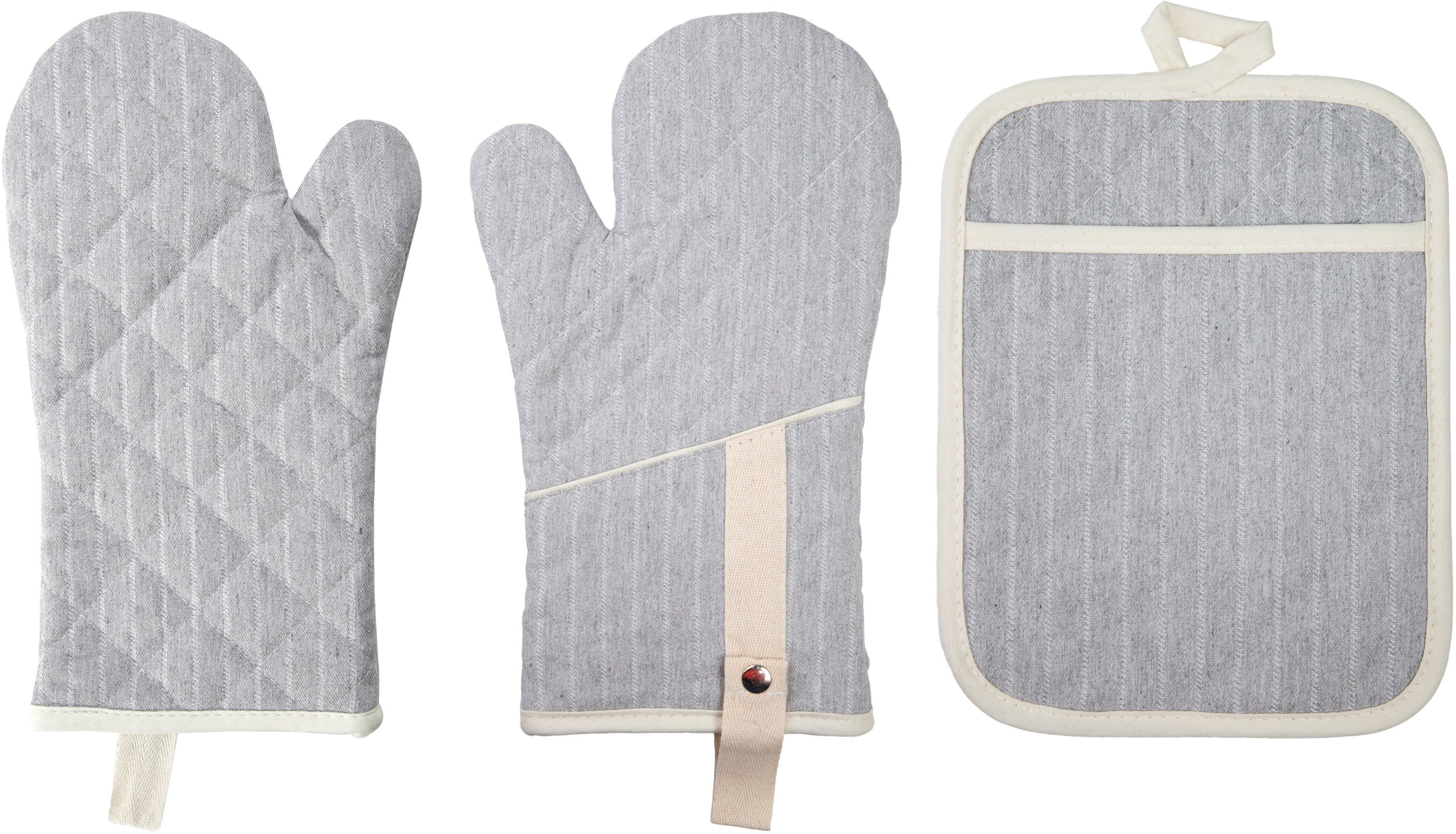 stuco Topfhandschuhe gestreift | Grau