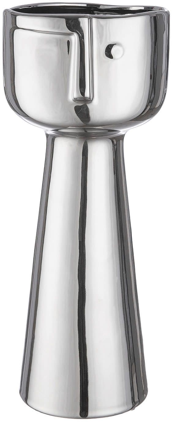 GILDE Bodenvase Gesichtsvase Pokal "Viso" | Silber