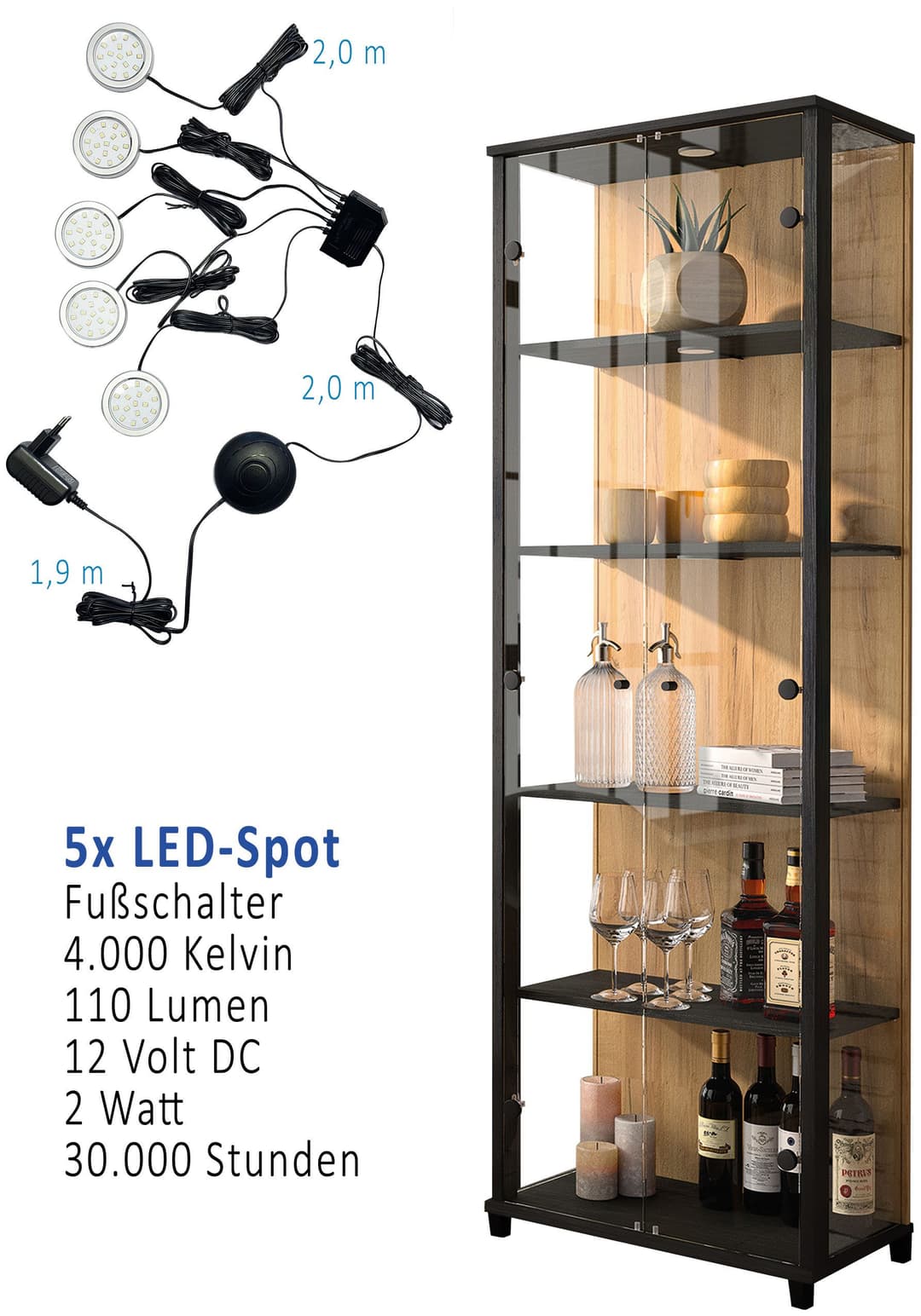 fif möbel Vitrine OPTIMA Standvitrine | Holztöne