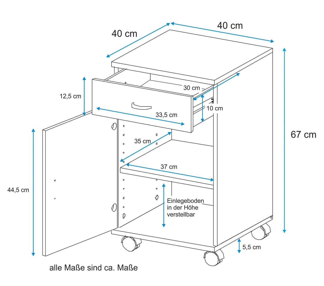 VOGL Möbelfabrik Rollcontainer Barrie | Braun