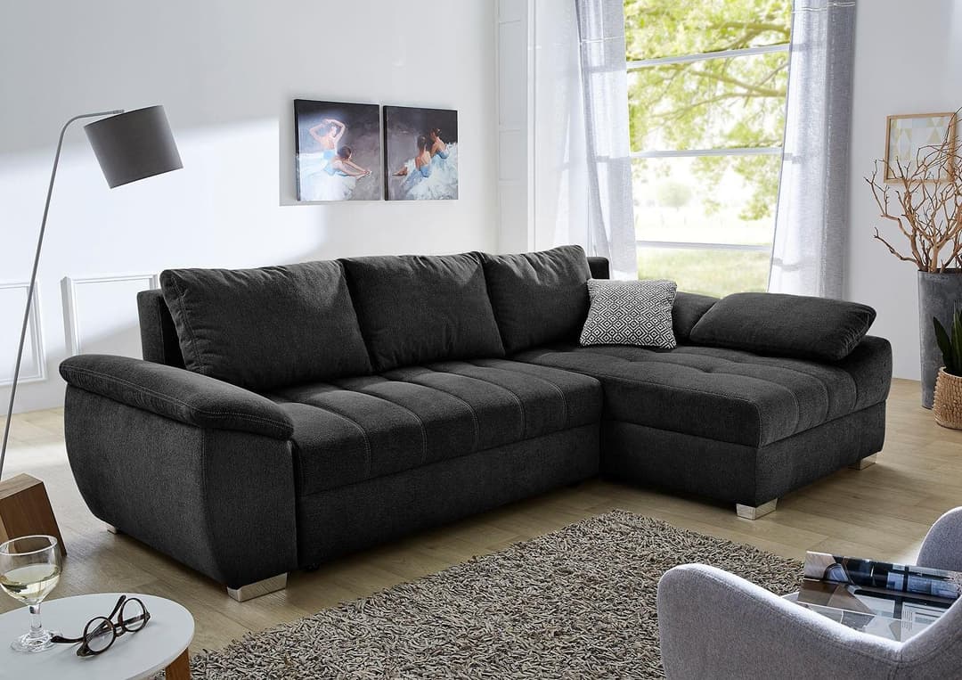 Jockenhöfer Gruppe Ecksofa Alster L-Form | Schwarz