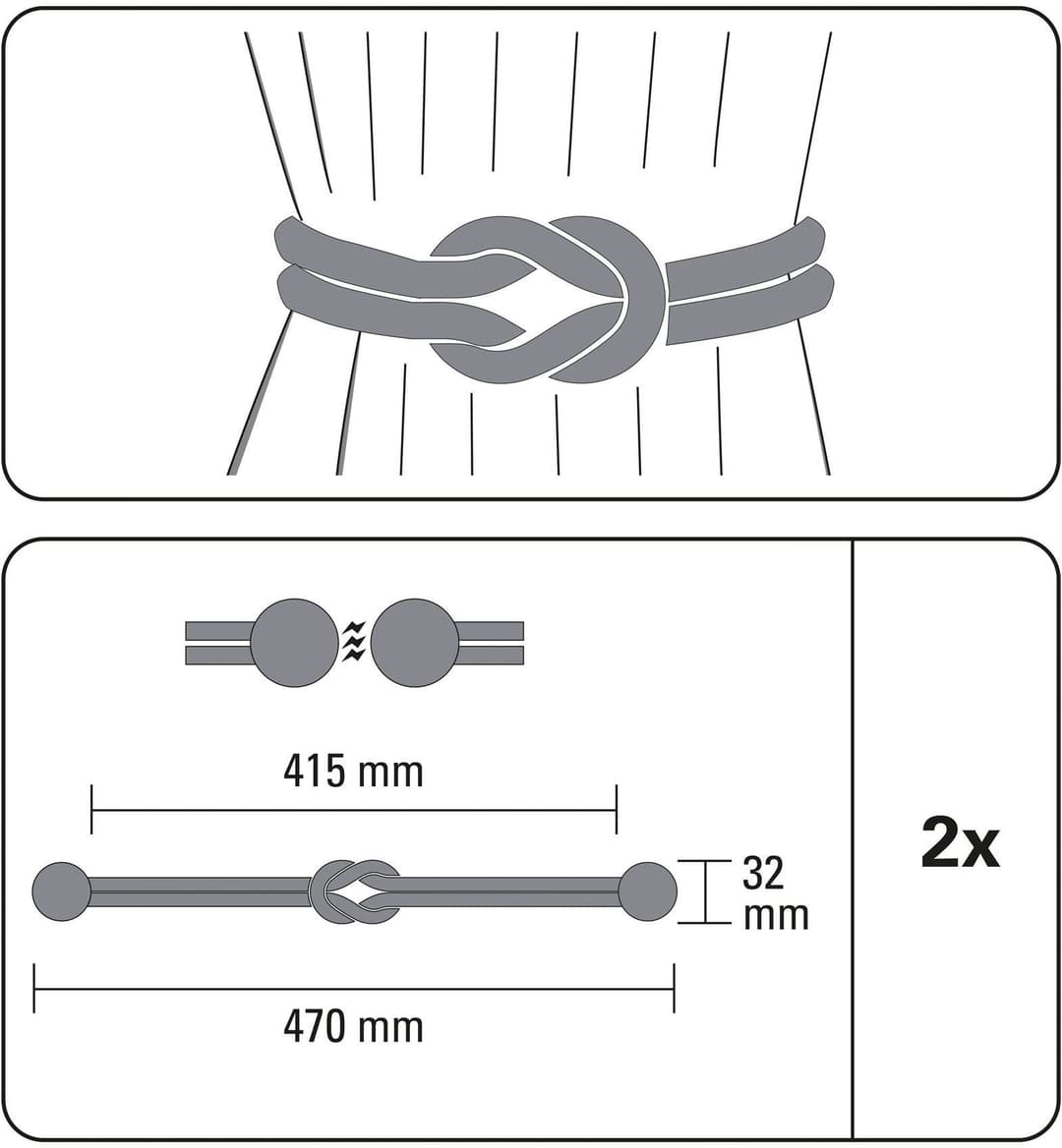 GARDINIA Raffspange Kordel | Grau