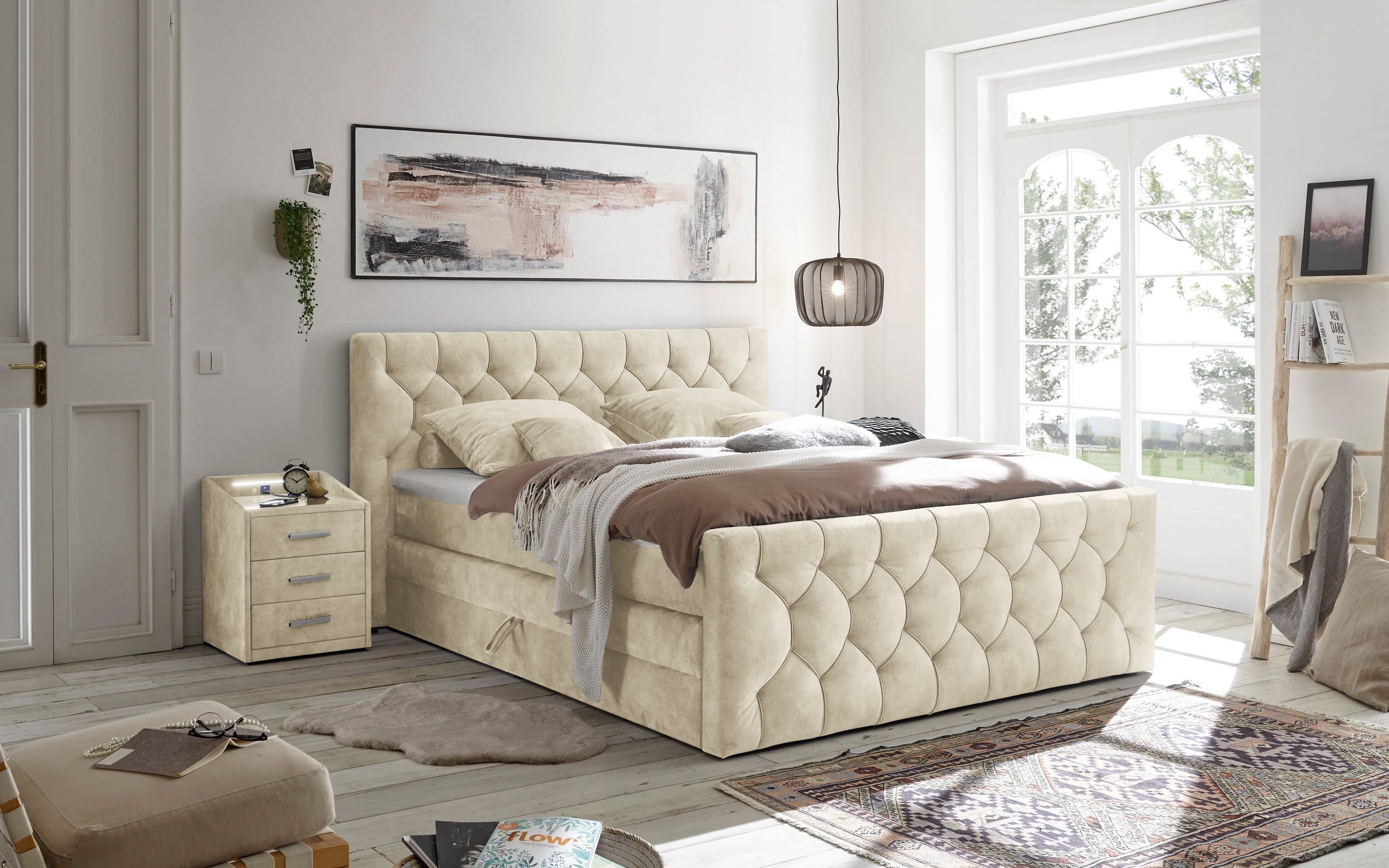 ED EXCITING DESIGN Boxspringbett "Cashfield" | Beige