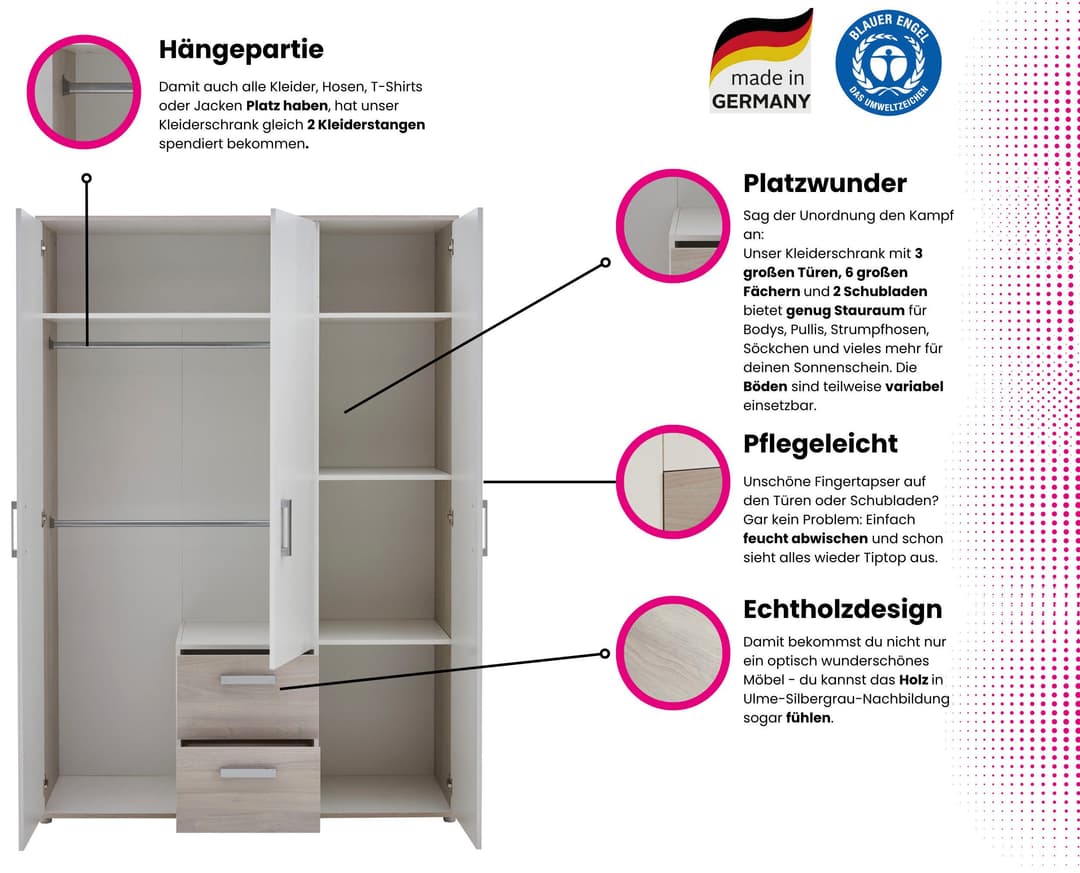 Home affaire Kleiderschrank Geert | Weiß
