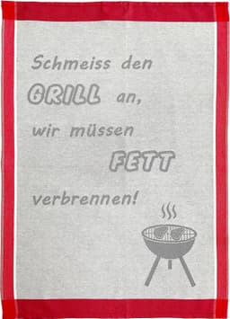 ROSS Geschirrtuch Schmeiss den Grill an, wir müssen Fett verbrennen