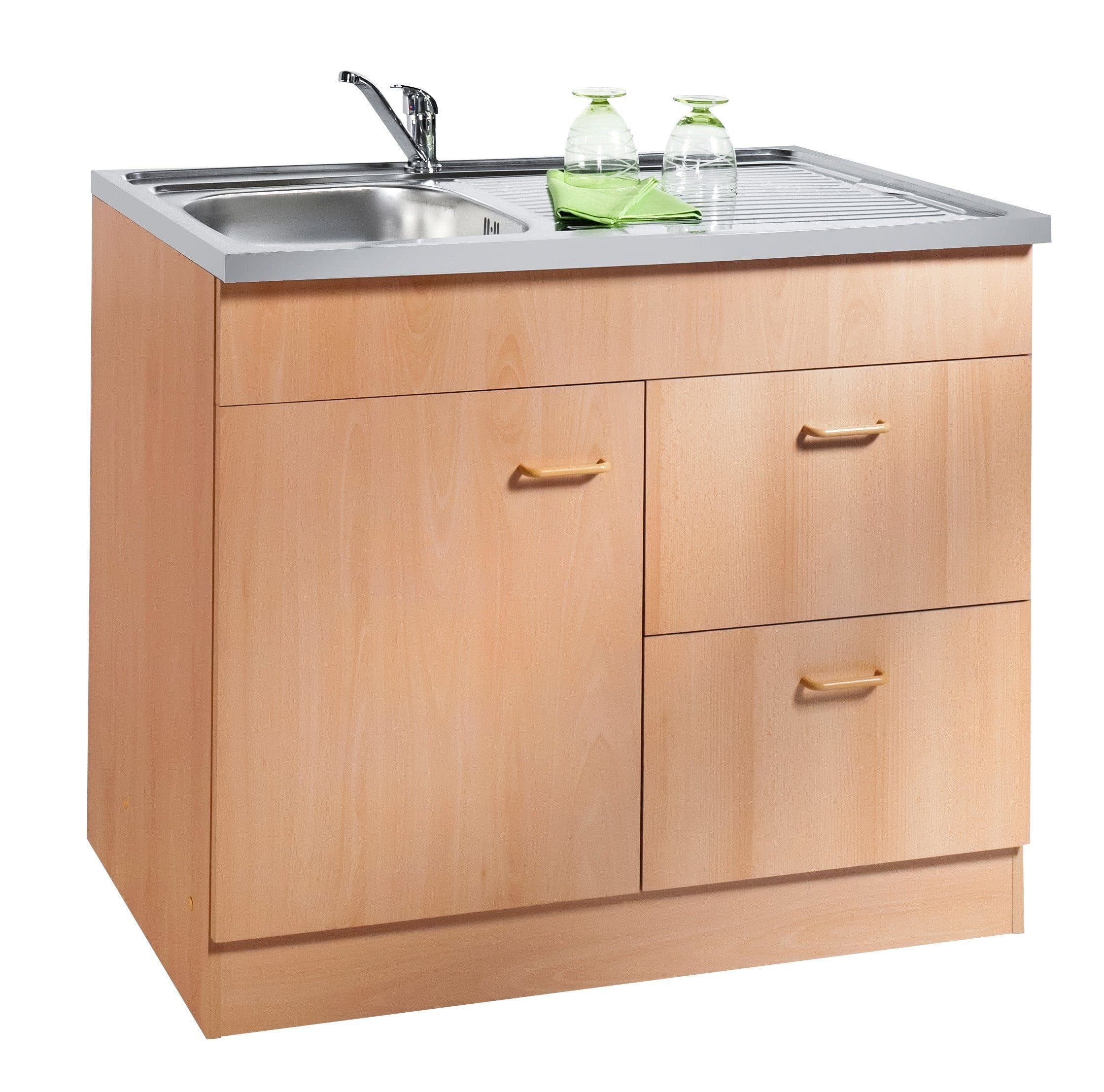 KOCHSTATION Spülenschrank KS-Elster Breite 100 cm | Holztöne