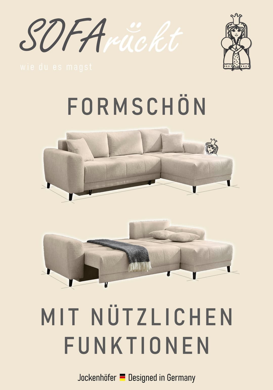 Jockenhöfer Gruppe Ecksofa Beverly L-Form | Beige