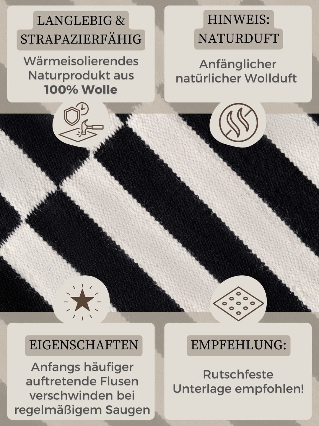 HANSE Home Wollteppich Vika | Schwarz