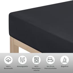 OTTO home Spannbettlaken GRETA Jersey | Schwarz