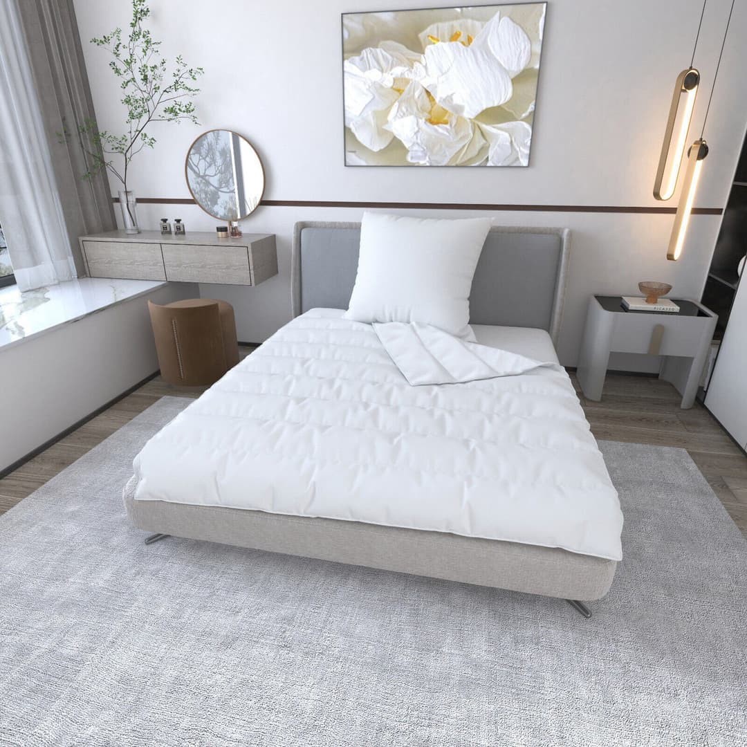 Jekatex Microfaserbettdecke + Kopfkissen | Weiß