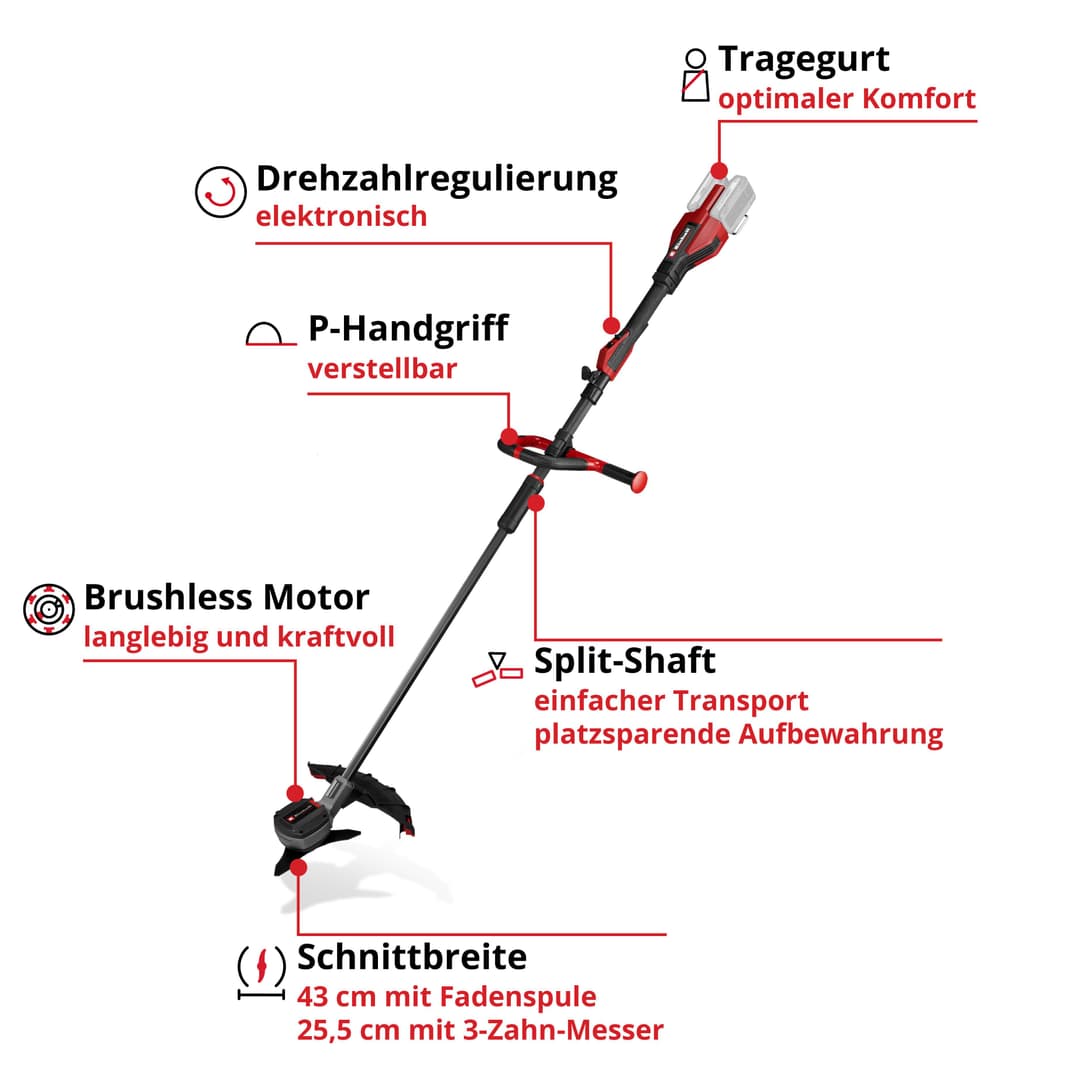 Einhell Akku-Motorsense GP-BC 36/430 Li P BL-Solo | Rot
