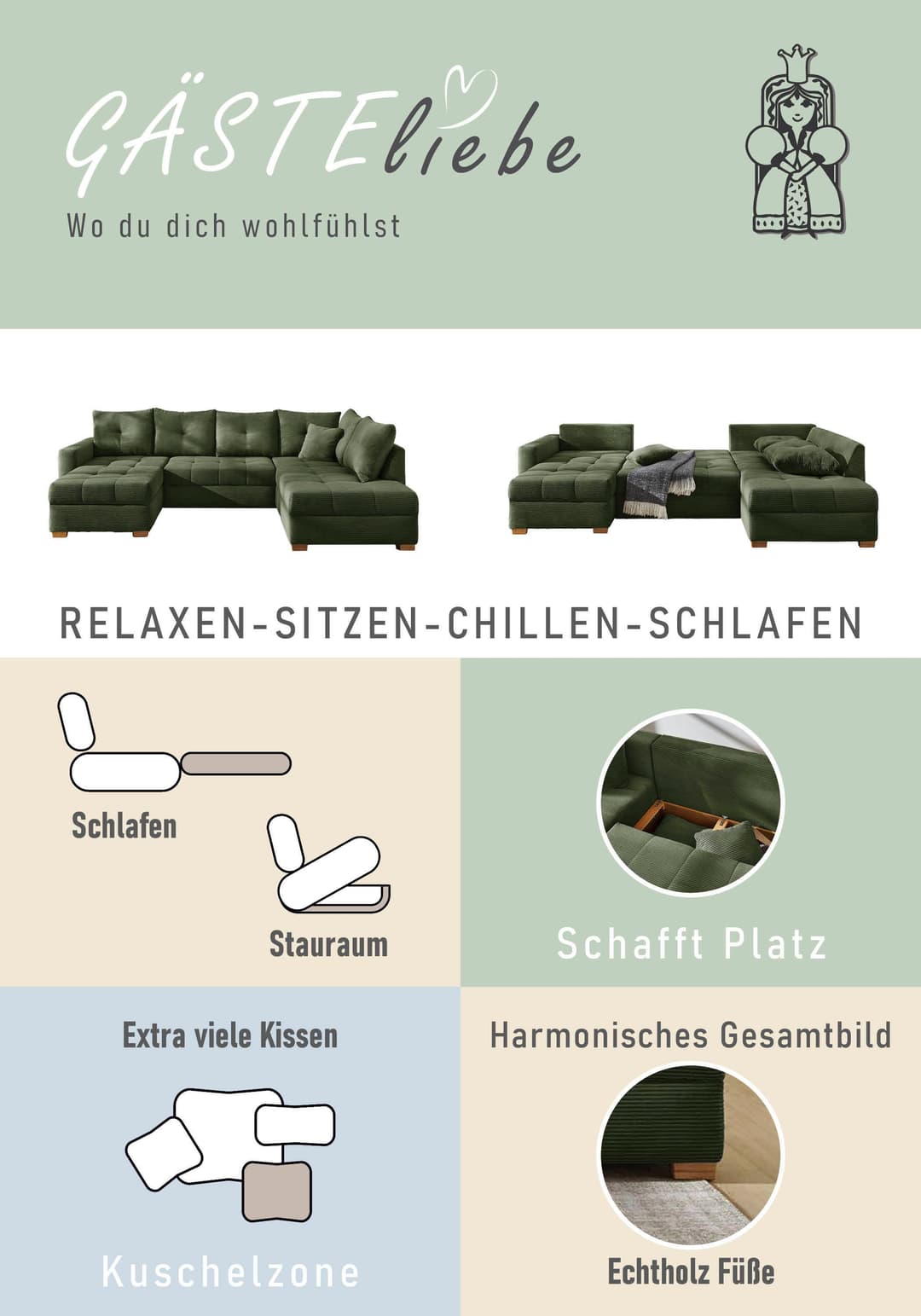 Jockenhöfer Gruppe Wohnlandschaft Abby U-Form | Grün