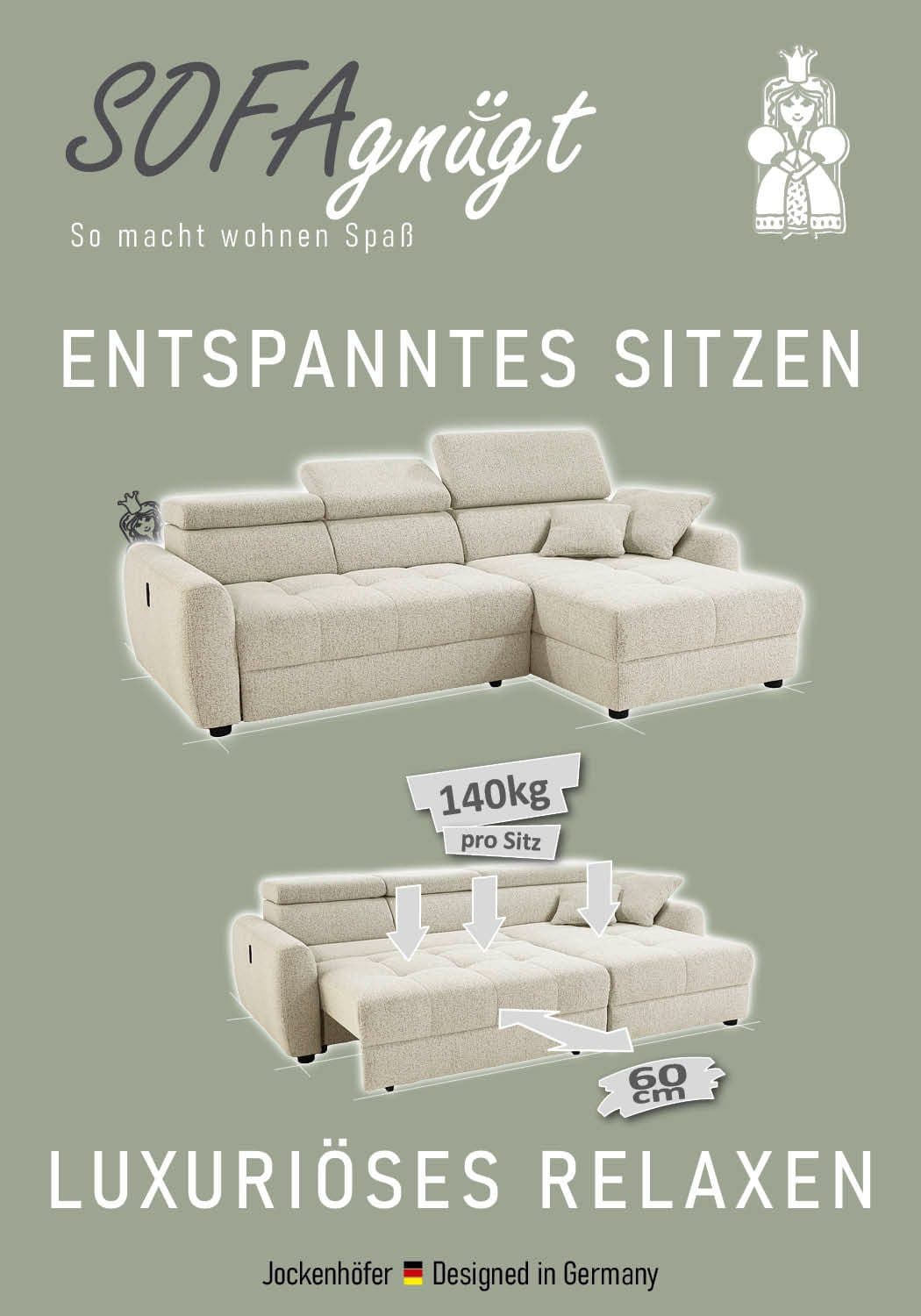 Jockenhöfer Gruppe Ecksofa Move L-Form | Grau