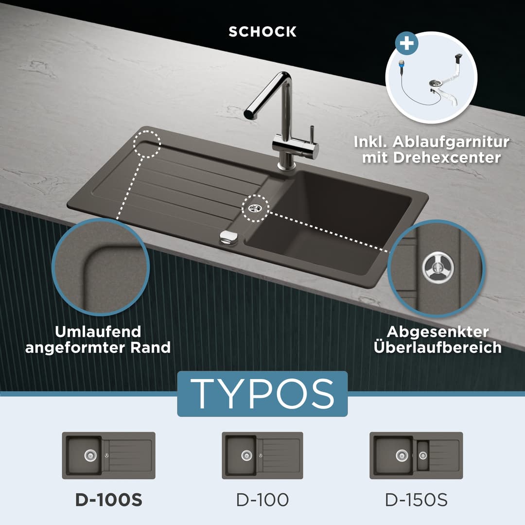 Schock Granitspüle Typos D-100 S | Schwarz