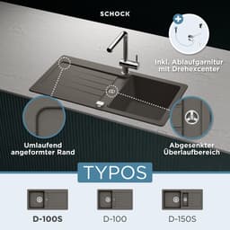 Schock Granitspüle Typos D-100 S | Schwarz