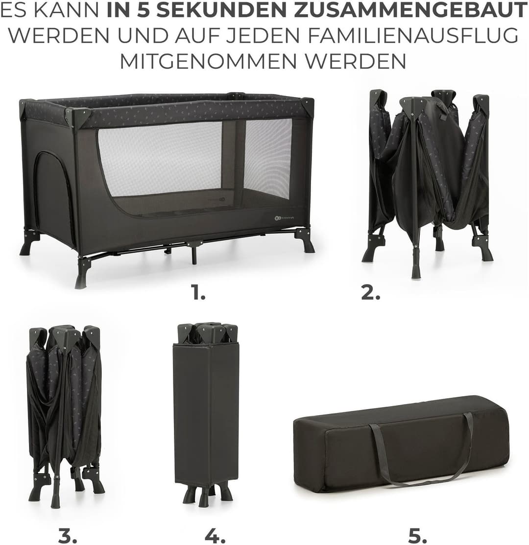 Kinderkraft JOY LIGHT Baby-Reisebett | Grau