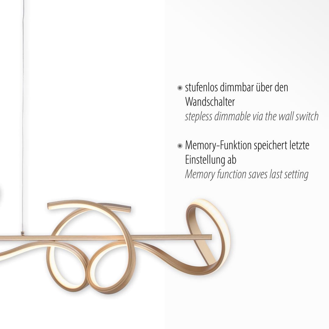 JUST LIGHT Pendelleuchte CURLS | Gold