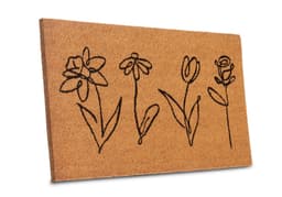 HANSE Home Fußmatte Kokos Line-Art Flowers | Braun