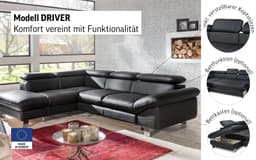 COTTA Ecksofa Driver L-Form | Schwarz