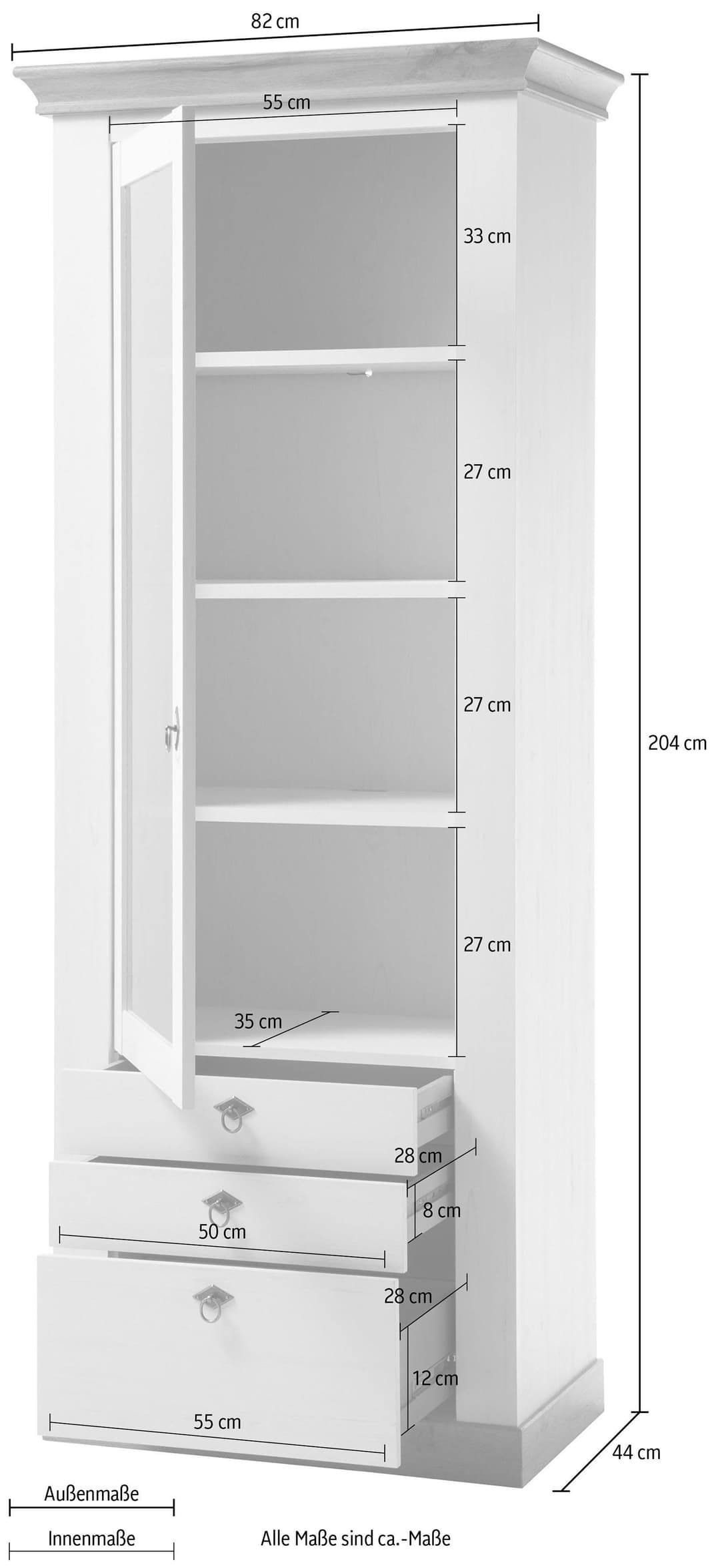 Home affaire Vitrine Cremona Höhe 204 cm | Weiß