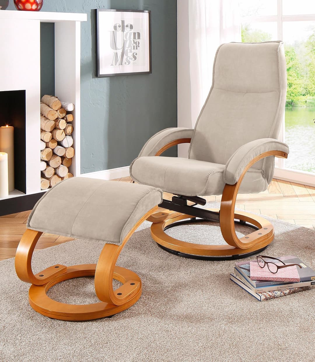 Home affaire Relaxsessel mit Hocker PARIS | Beige