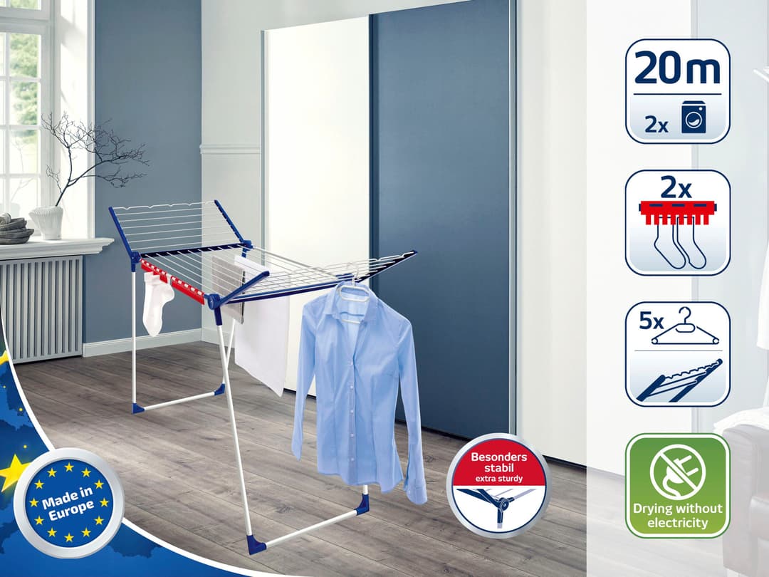 Leifheit Pegasus 200 Solid Wäscheständer | Blau