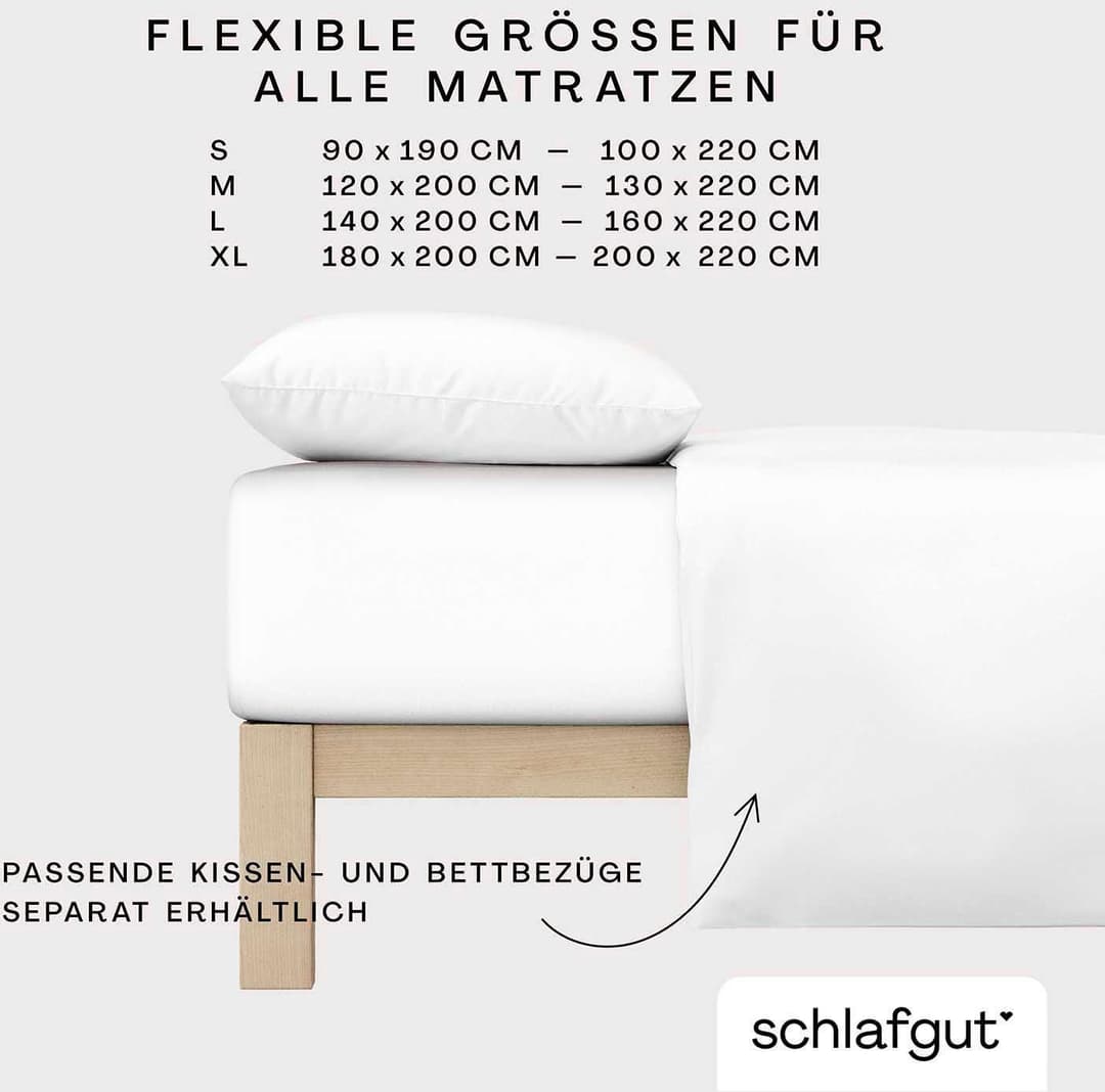 Schlafgut PREMIUM Mako-Zwirn-Jersey Spannbettlaken | Weiß