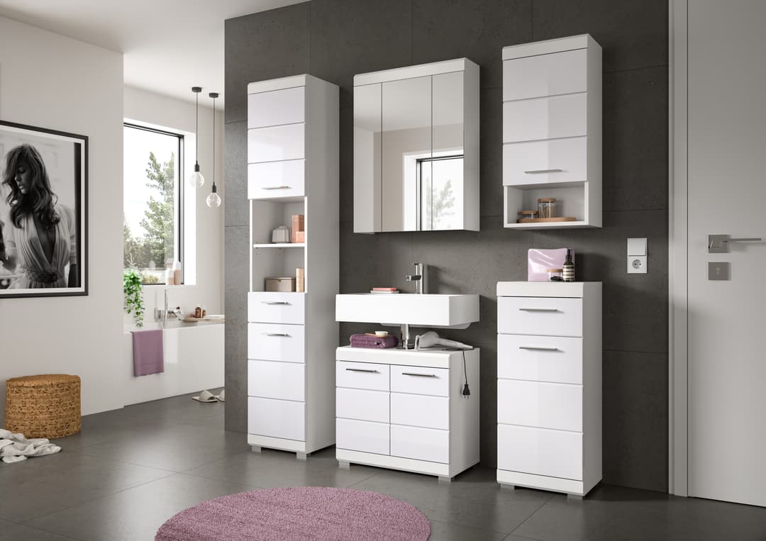 welltime Badezimmerspiegelschrank SIENA | Weiß