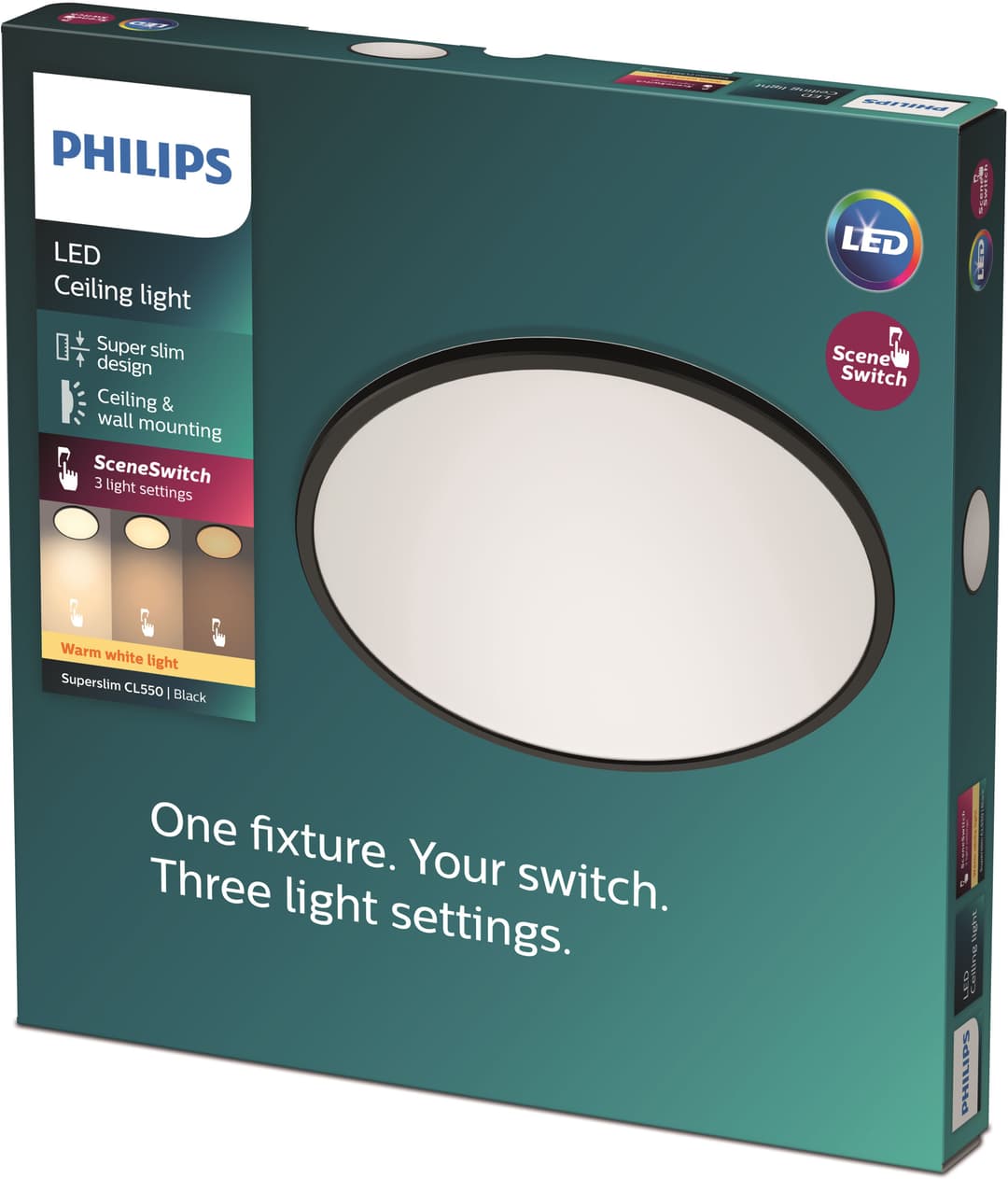 Philips LED Deckenleuchte Superslim CL550 | Schwarz
