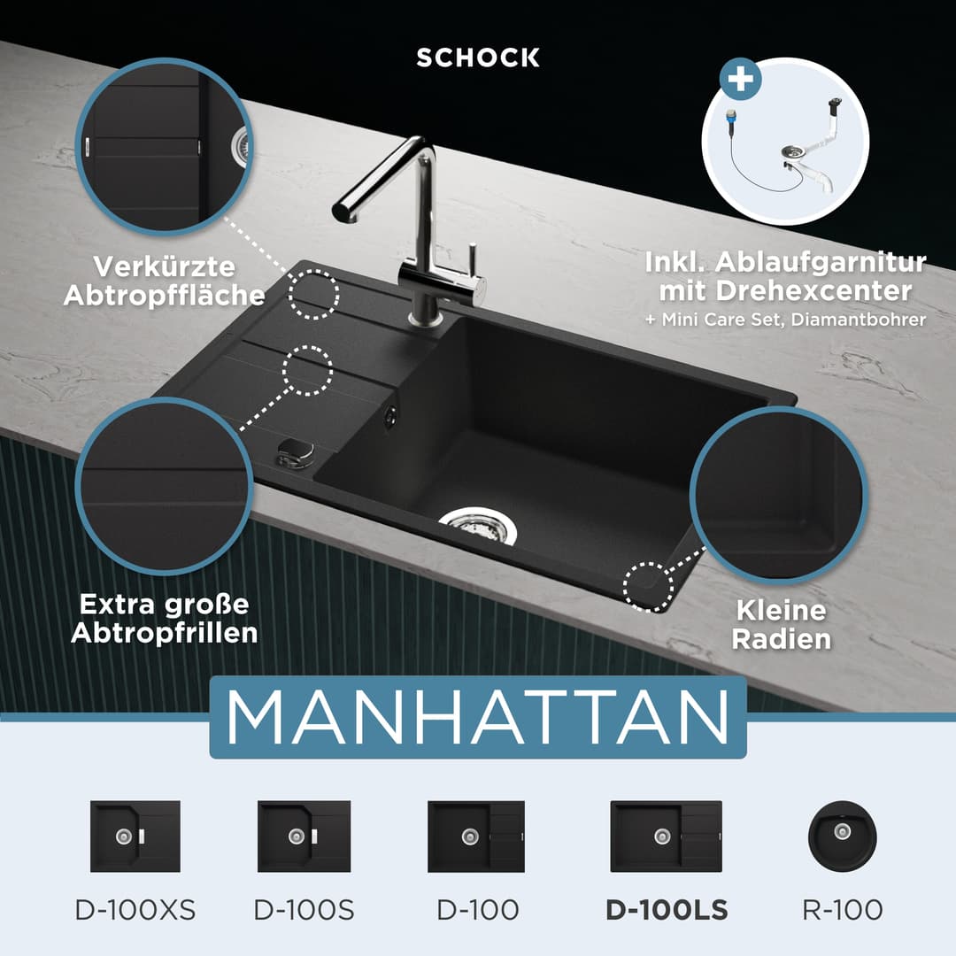 Schock Manhattan D-100LS Granitspüle | Schwarz