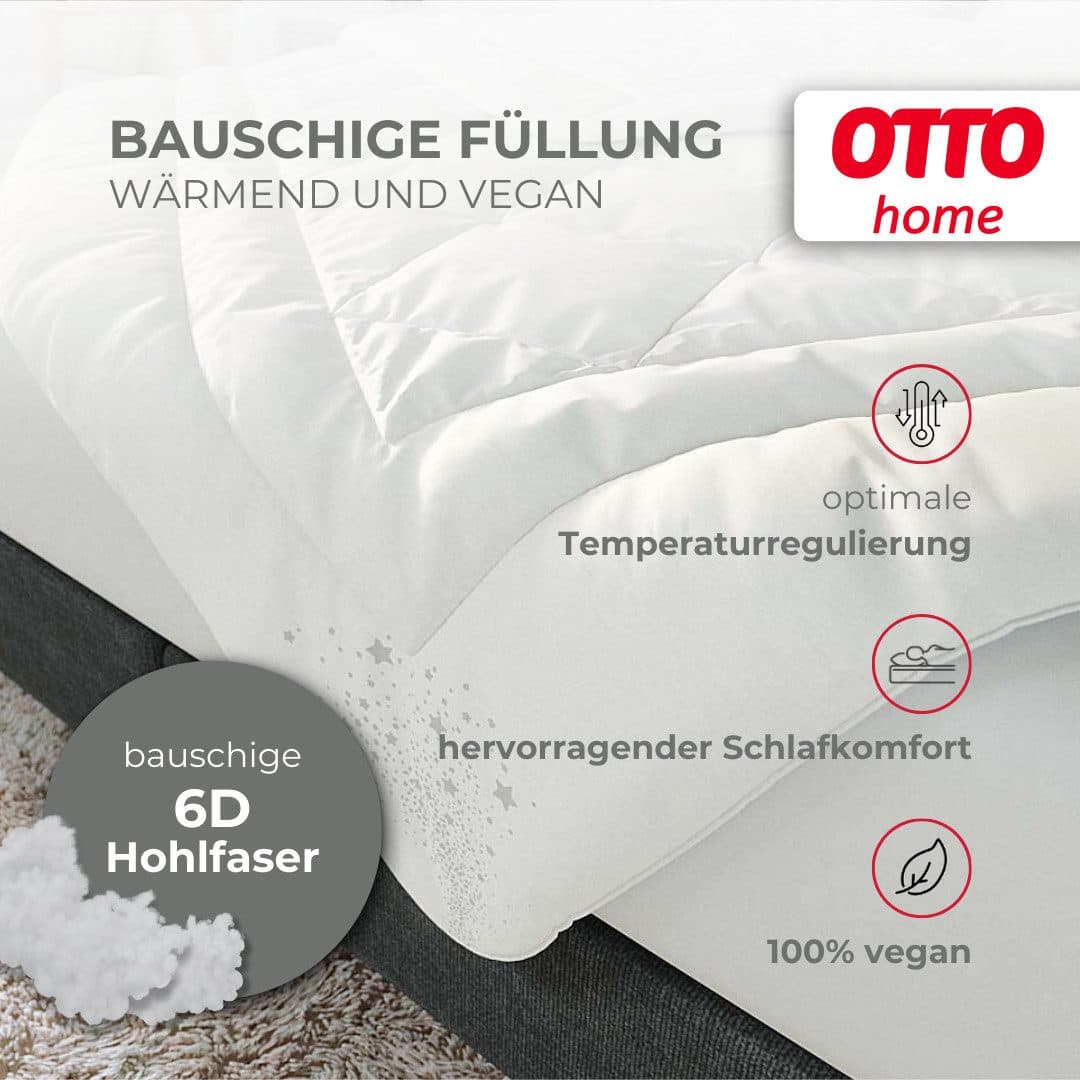 OTTO home Microfaserbettdecke + Kopfkissen Baca | Weiß