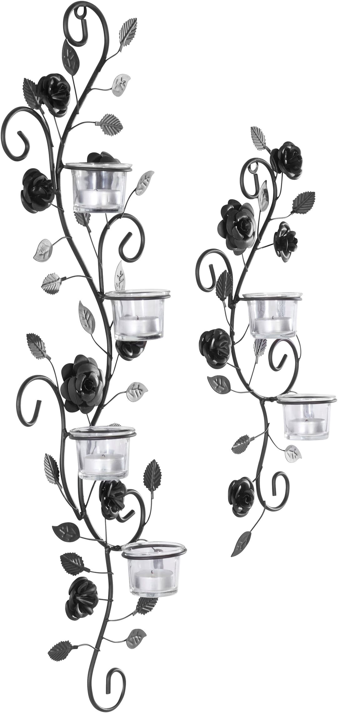 Home affaire Wandkerzenhalter Blumenranke | Schwarz