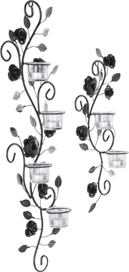 Home affaire Wandkerzenhalter Blumenranke | Schwarz