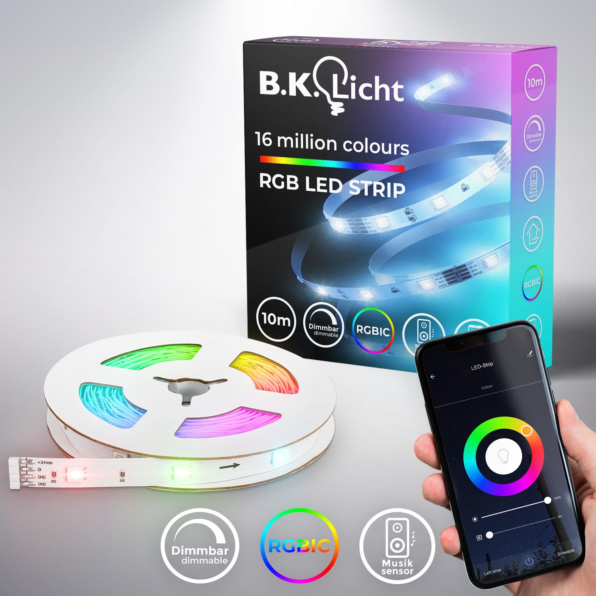 B.K.Licht LED Stripe Wifi RGBIC LED Strip | Weiß