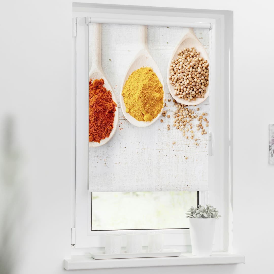 Seitenzugrollo Klemmfix Motiv Spices | Mehrfarbig