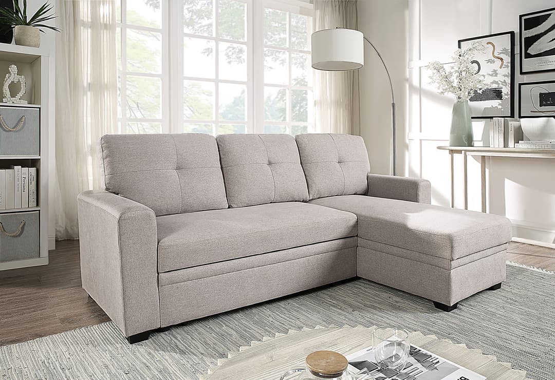 ATLANTIC home collection Ecksofa Gerrit L-Form | Beige