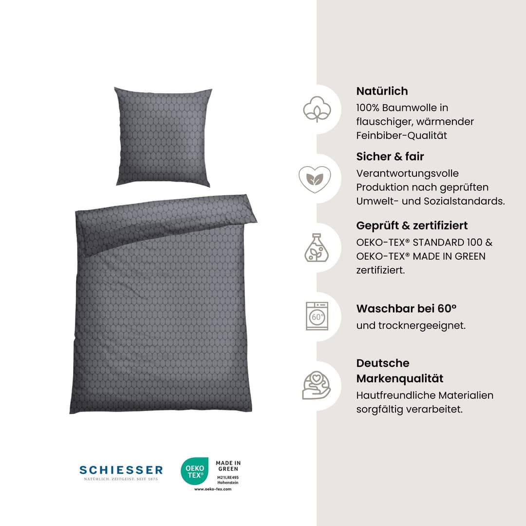 Schiesser Bettwäsche Drops | Grau
