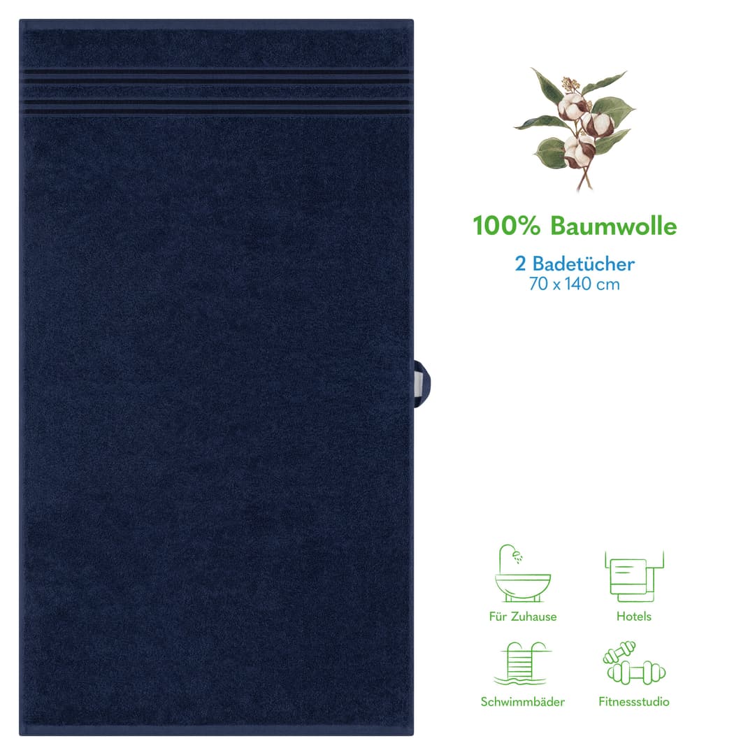 HAMMETEX Duschtuch 2er Set | Blau
