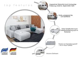 COLLECTION AB Wohnlandschaft Paola U-Form | Grau