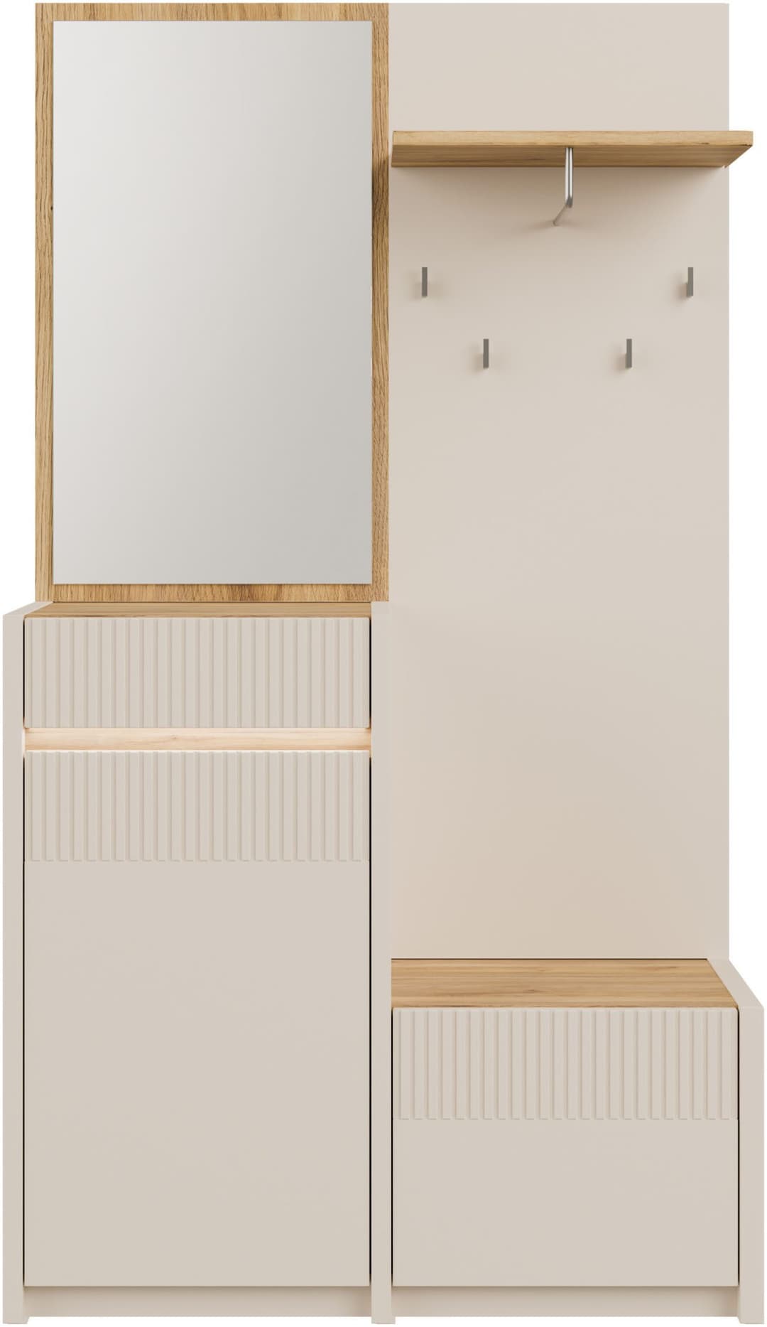 FORTE Oak Squere Kompaktgarderobe | Beige