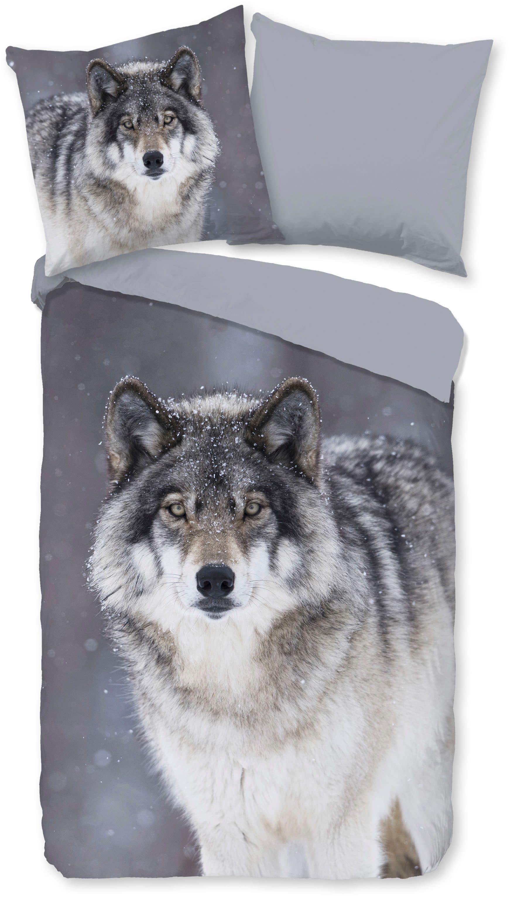 Good morning Wendebettwäsche Wolfie | Grau