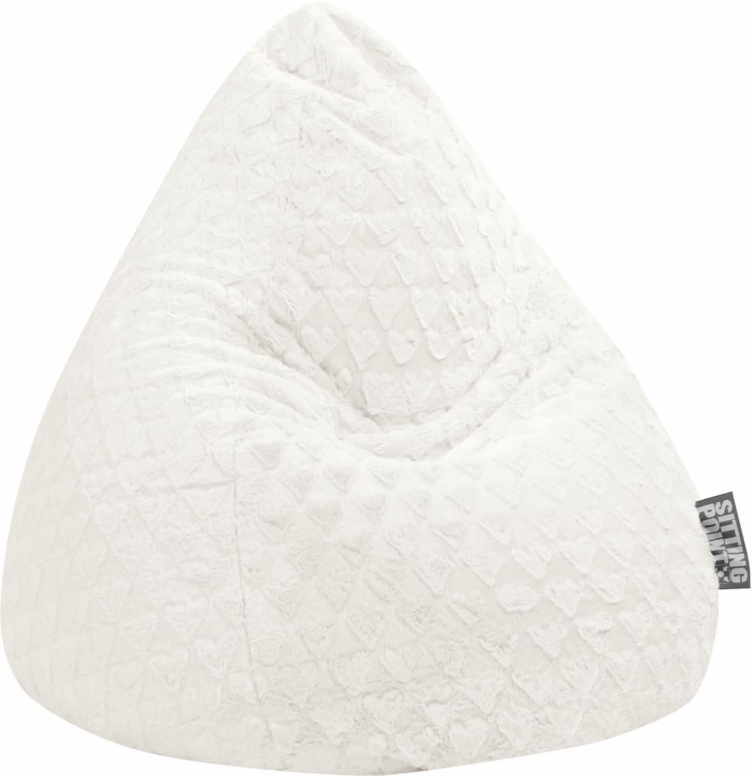 Sitting Point Sitzsack FLUFFY HEARTS L | Weiß