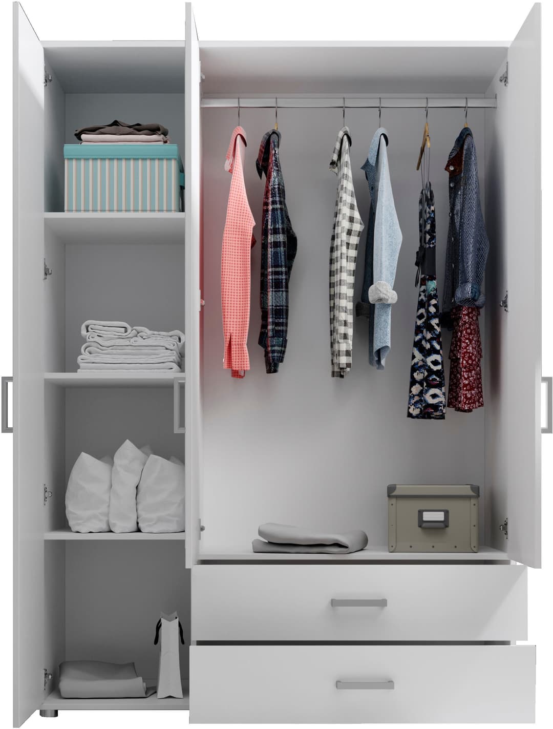 Schlafkontor Drehtürenschrank Ivar Kleiderschrank mit Spiegel | Weiß